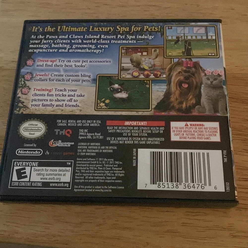 Nintendo DS Paws and Claws Pampered Pets 2 game
